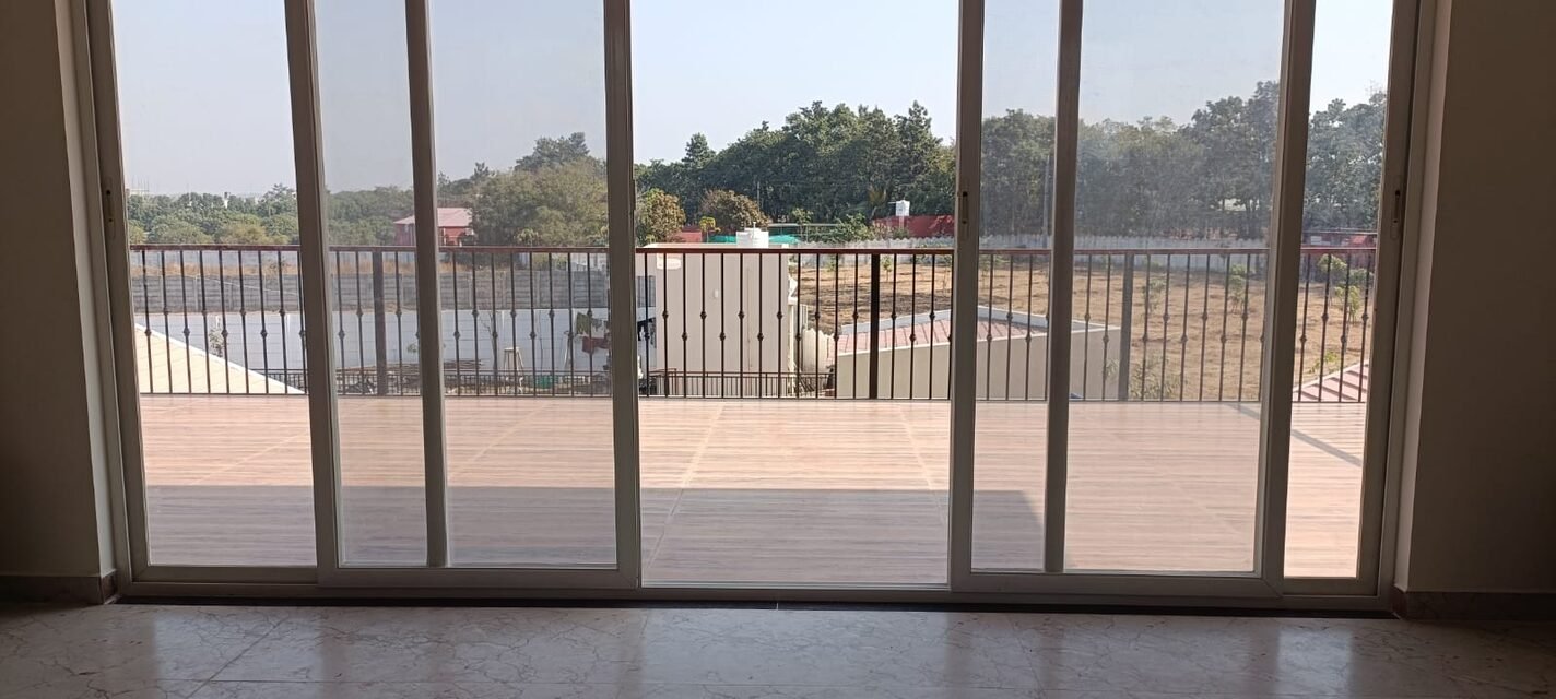 Sliding doors onto the upper terrace